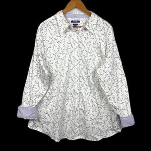 Chaps Women No Iron LongSleeve Button Up Shirt Blouse 1X Classic FlipCuff Office
